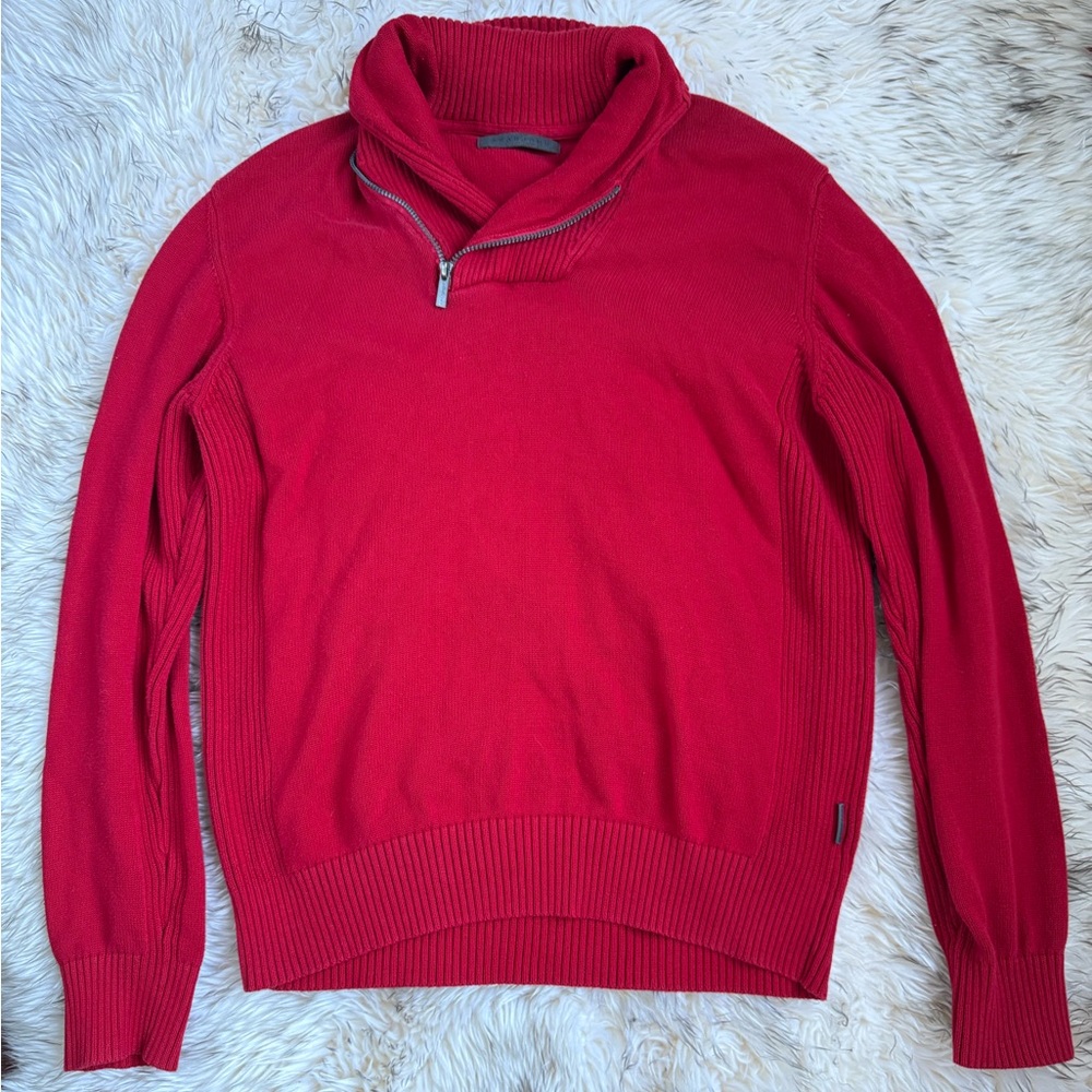 Sean John Red Quarter Zip Sweater 100% Cotton Mens XXL Streetwear